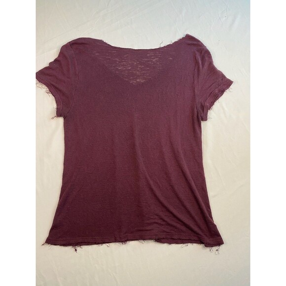 Aeropostale V Neck Frayed Cover Up Short Sleeved Distressed Maroon Beach Women L - Picture 7 of 9